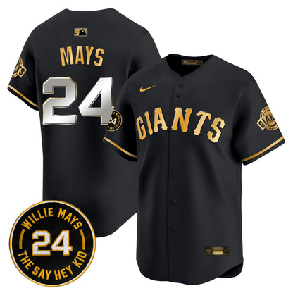 San Francisco Giants 2024 Willie Mays Patch Vapor Premier Limited Jersey - All Stitched