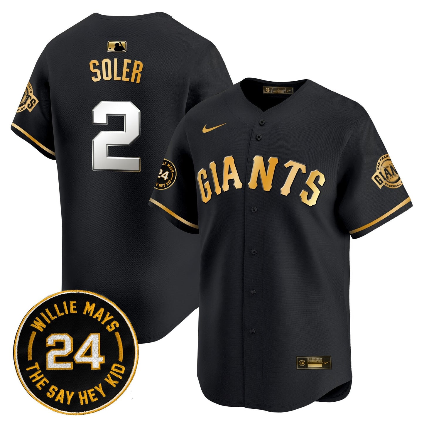 San Francisco Giants 2024 Willie Mays Patch Vapor Premier Limited Jersey - All Stitched