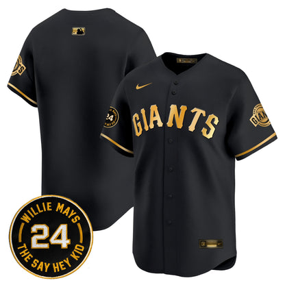 San Francisco Giants 2024 Willie Mays Patch Vapor Premier Limited Jersey - All Stitched