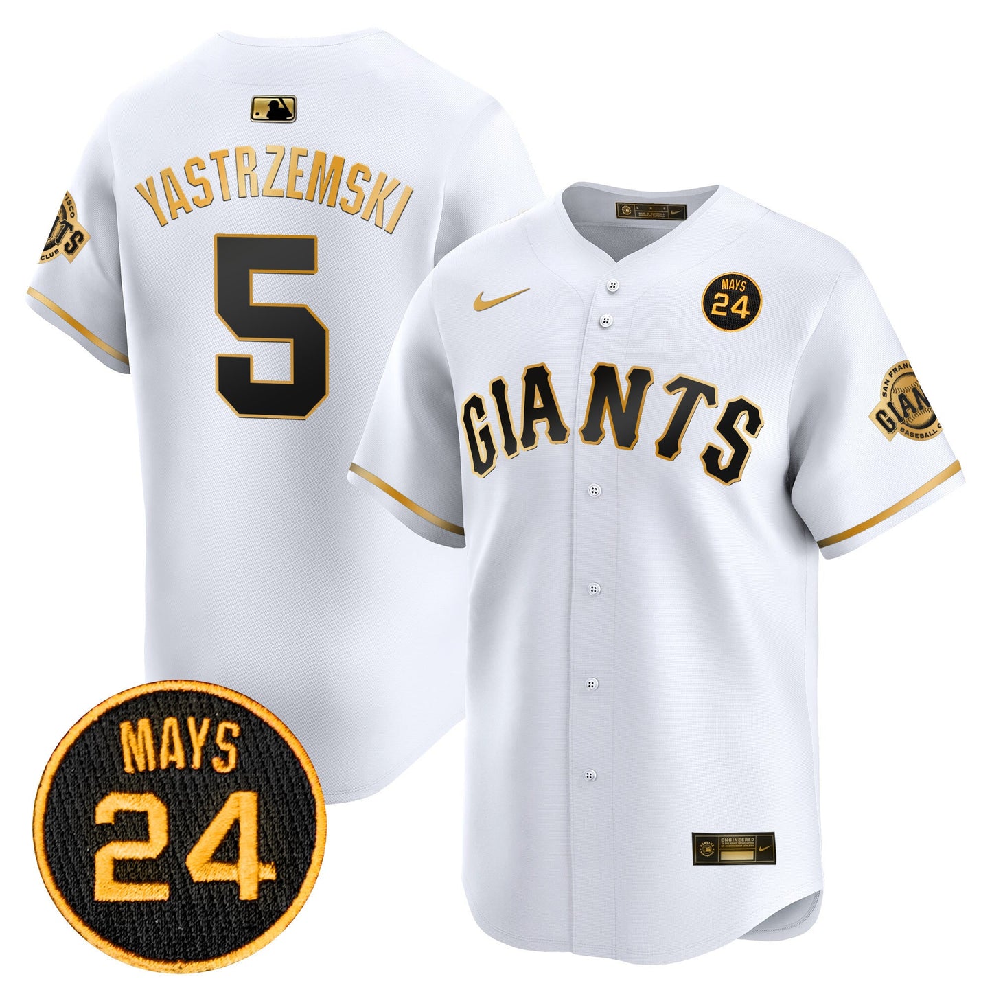 San Francisco Giants 2024 Willie Mays Patch Vapor Premier Limited Jersey V3 - All Stitched