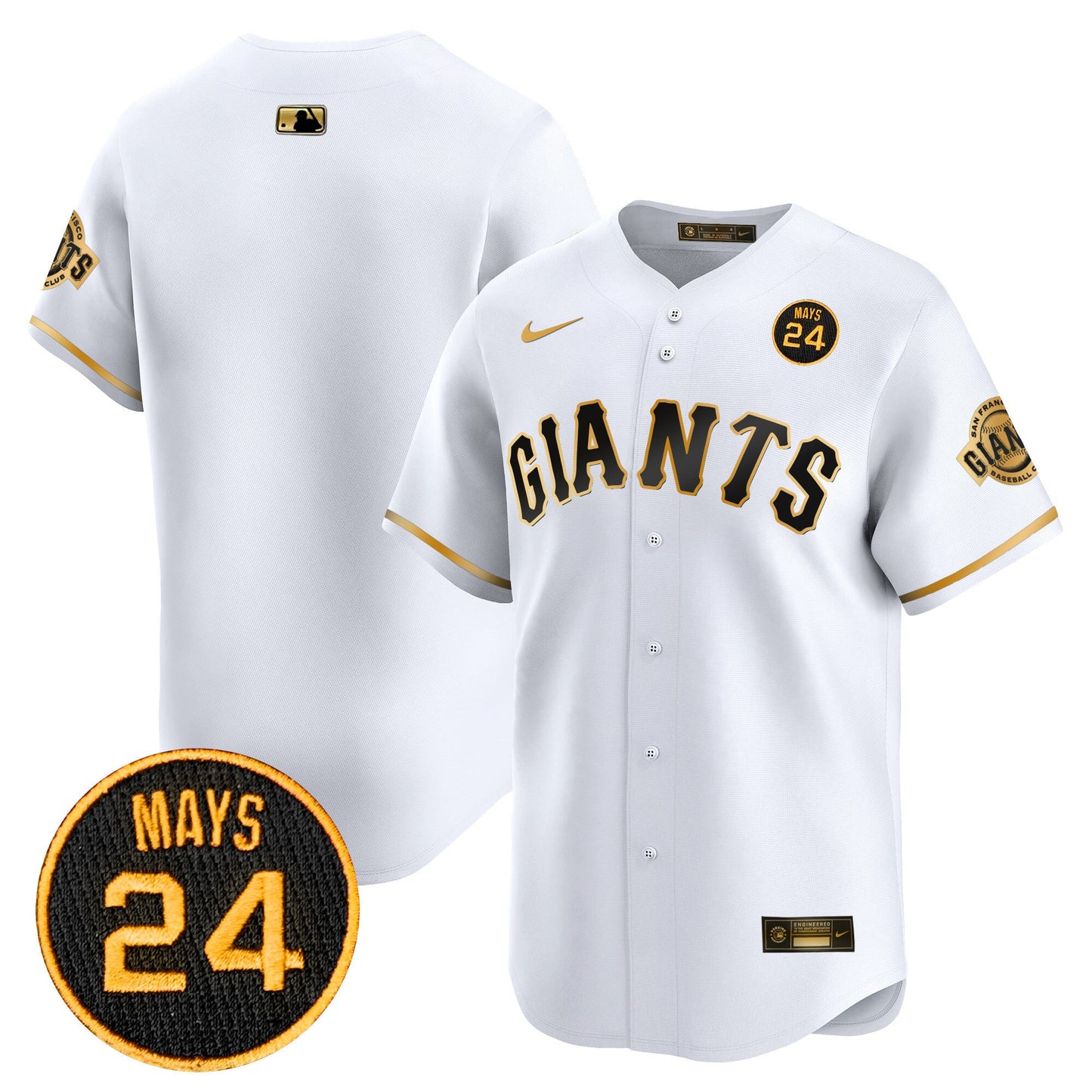 San Francisco Giants 2024 Willie Mays Patch Vapor Premier Limited Jersey V3 - All Stitched