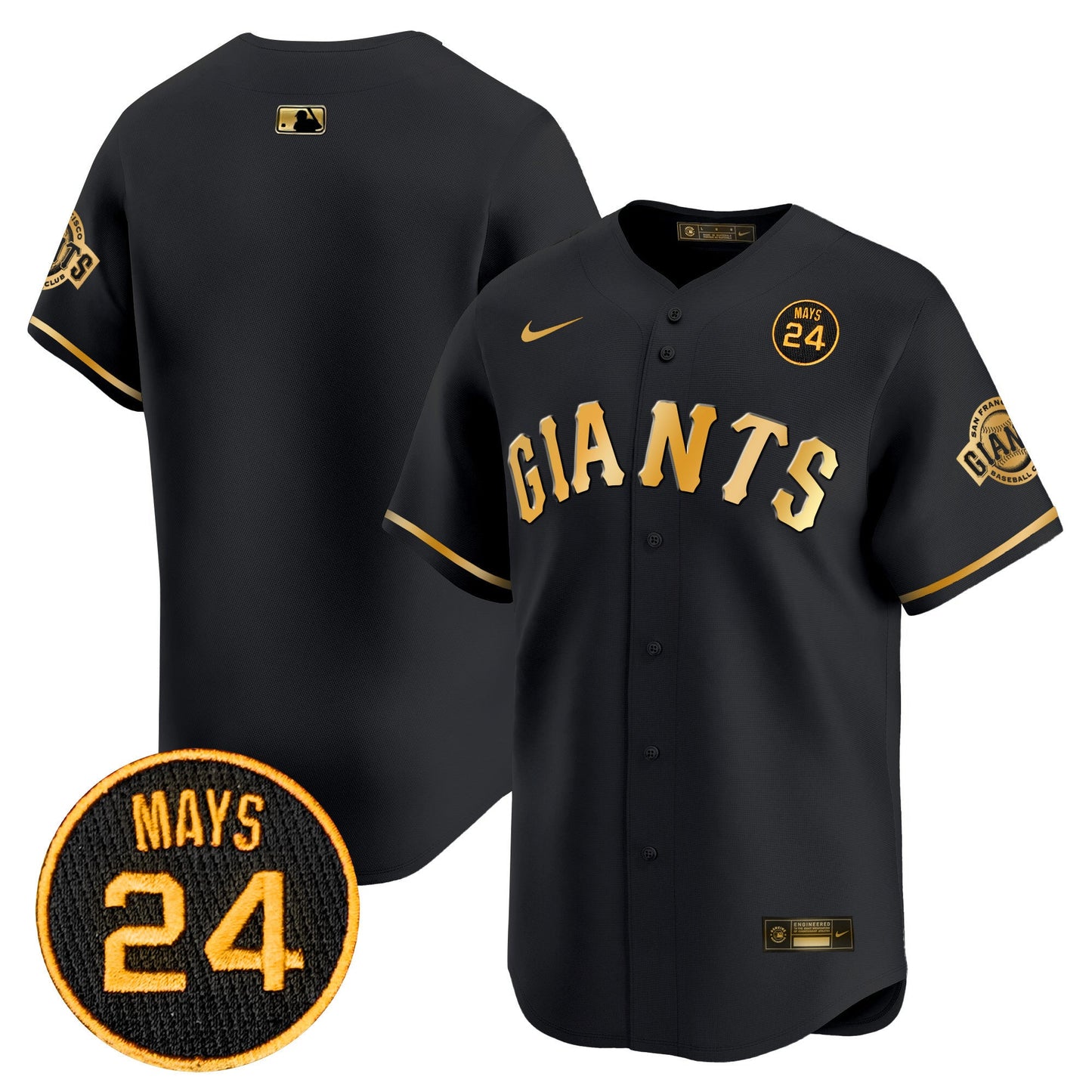 San Francisco Giants 2024 Willie Mays Patch Vapor Premier Limited Jersey V3 - All Stitched