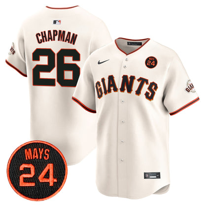 San Francisco Giants 2024 Willie Mays Patch Vapor Premier Limited Jersey V3 - All Stitched