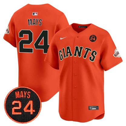 San Francisco Giants 2024 Willie Mays Patch Vapor Premier Limited Jersey V3 - All Stitched