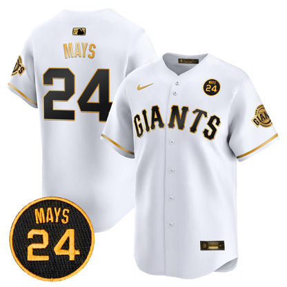 San Francisco Giants 2024 Willie Mays Patch Vapor Premier Limited Jersey V3 - All Stitched