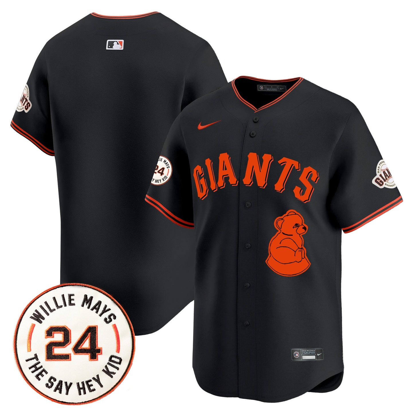 San Francisco Giants 2024 Willie Mays Patch Vapor Premier Limited Jersey V4 - All Stitched