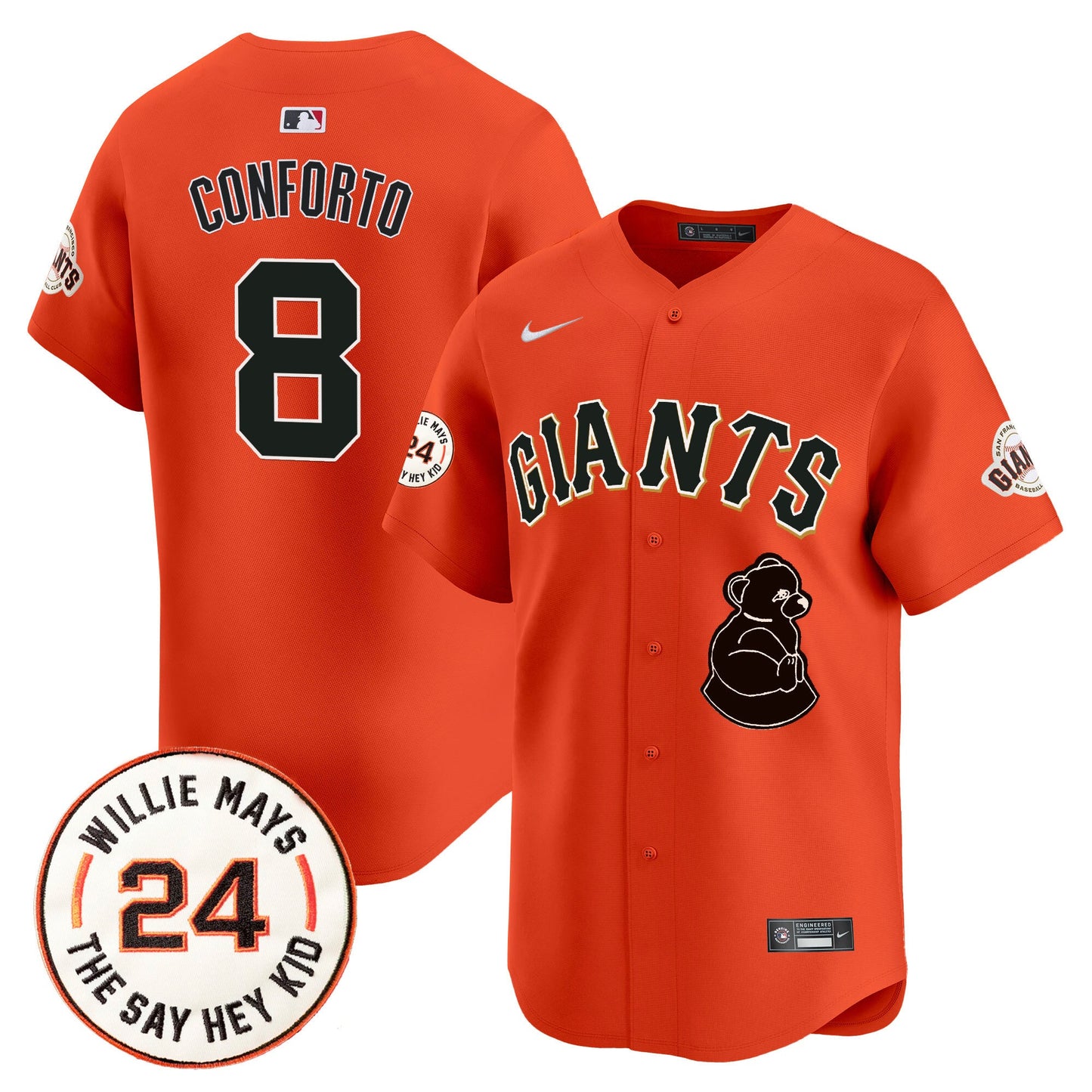 San Francisco Giants 2024 Willie Mays Patch Vapor Premier Limited Jersey V4 - All Stitched