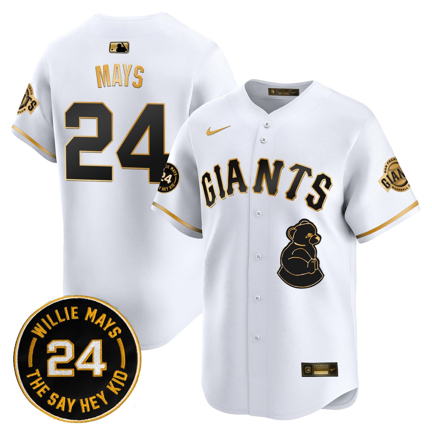 San Francisco Giants 2024 Willie Mays Patch Vapor Premier Limited Jersey V4 - All Stitched