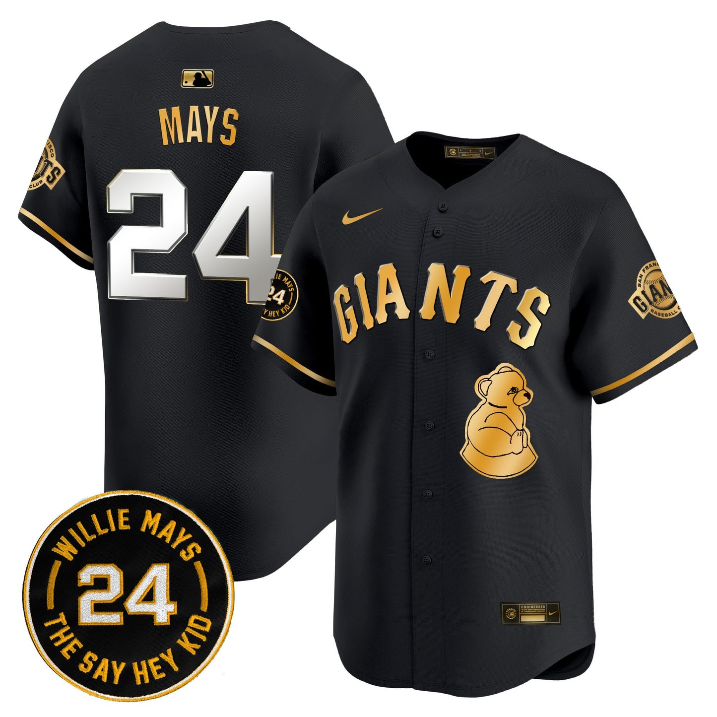 San Francisco Giants 2024 Willie Mays Patch Vapor Premier Limited Jersey V4 - All Stitched