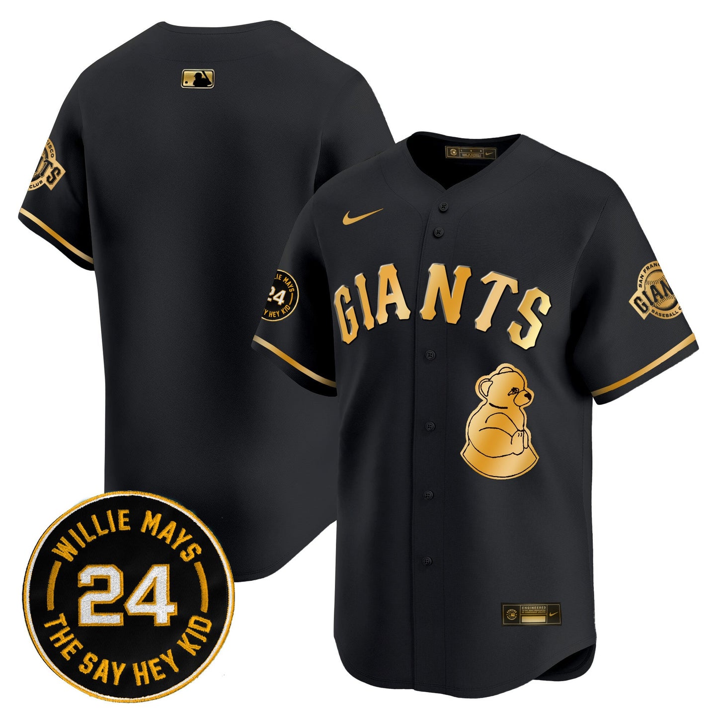 San Francisco Giants 2024 Willie Mays Patch Vapor Premier Limited Jersey V4 - All Stitched