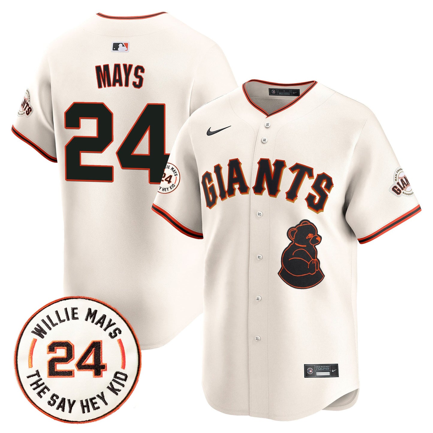 San Francisco Giants 2024 Willie Mays Patch Vapor Premier Limited Jersey V4 - All Stitched