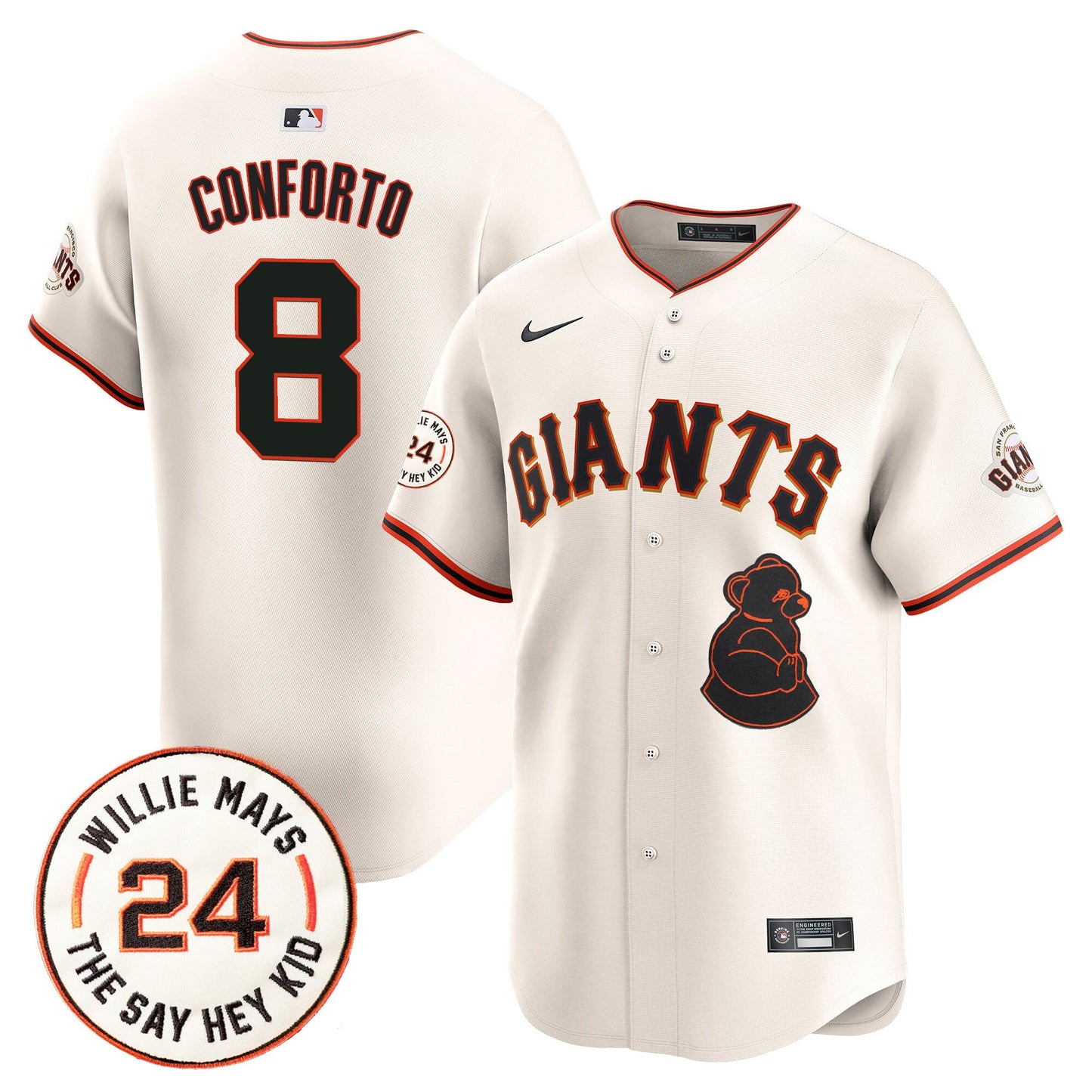 San Francisco Giants 2024 Willie Mays Patch Vapor Premier Limited Jersey V4 - All Stitched