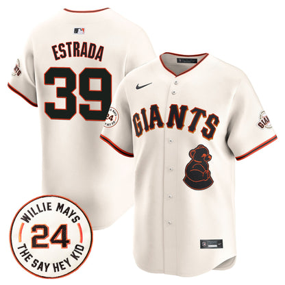 San Francisco Giants 2024 Willie Mays Patch Vapor Premier Limited Jersey V4 - All Stitched