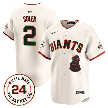 San Francisco Giants 2024 Willie Mays Patch Vapor Premier Limited Jersey V4 - All Stitched