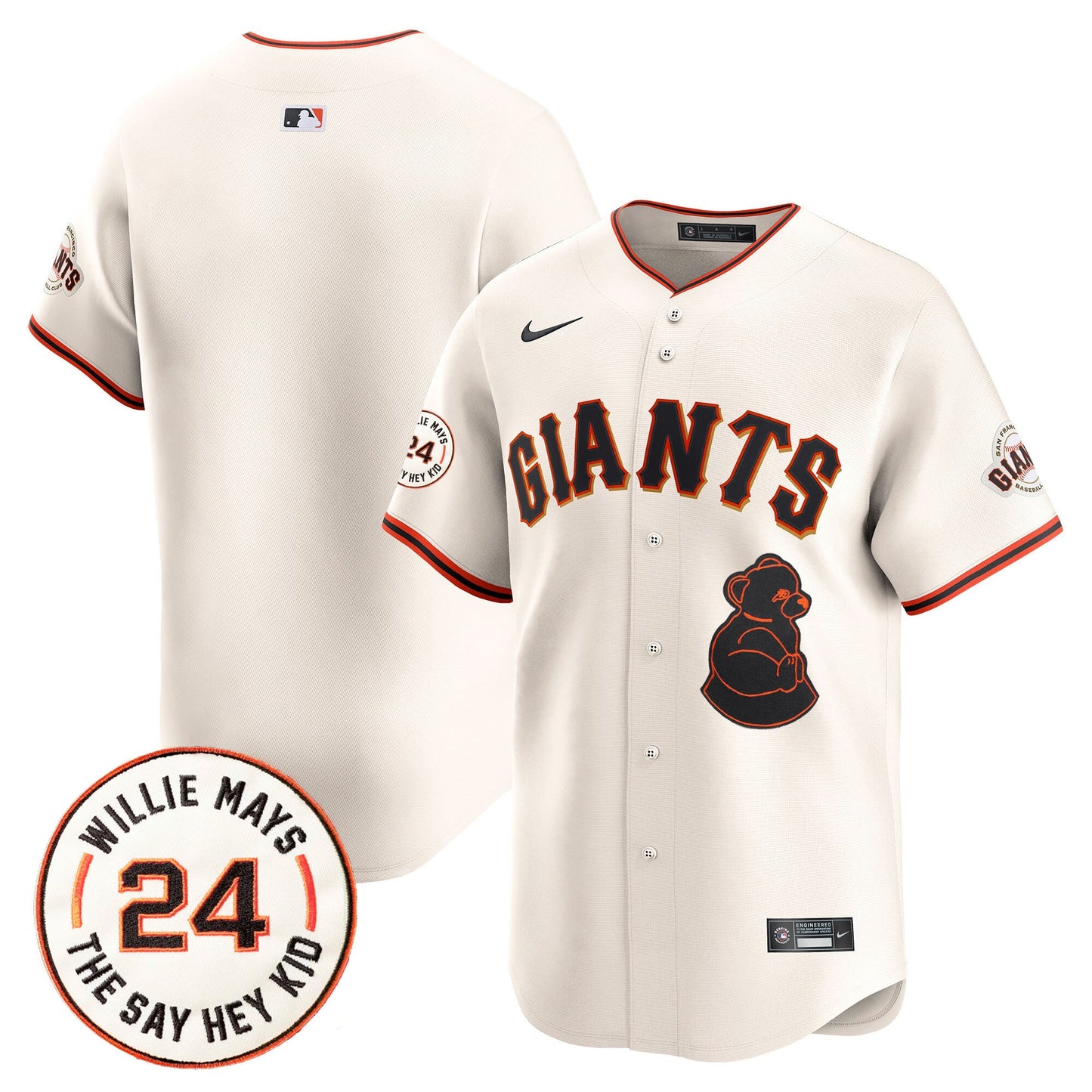 San Francisco Giants 2024 Willie Mays Patch Vapor Premier Limited Jersey V4 - All Stitched