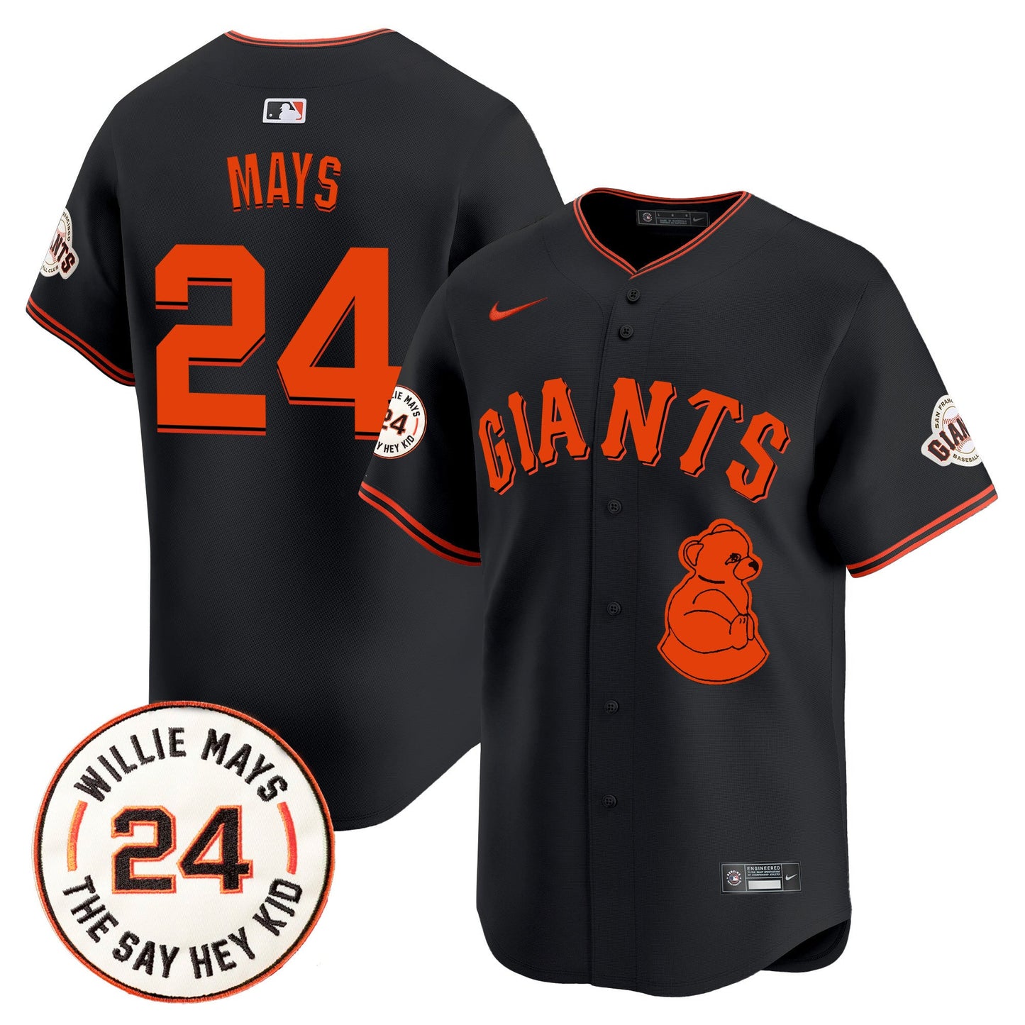 San Francisco Giants 2024 Willie Mays Patch Vapor Premier Limited Jersey V4 - All Stitched