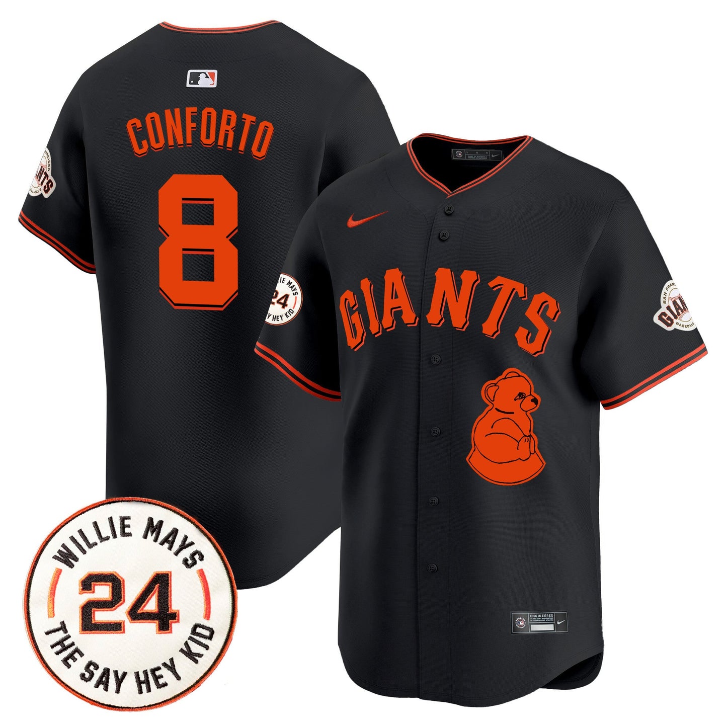 San Francisco Giants 2024 Willie Mays Patch Vapor Premier Limited Jersey V4 - All Stitched