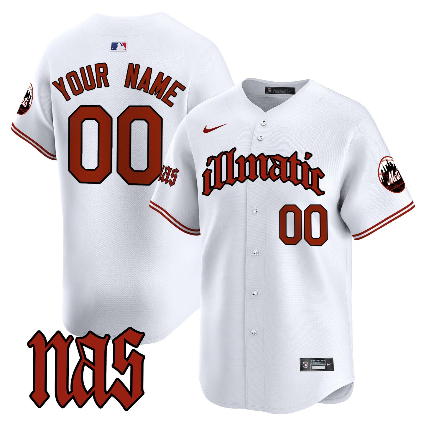 Mets Nas Illmatic Vapor Premier Limited Custom Jersey - All Stitched