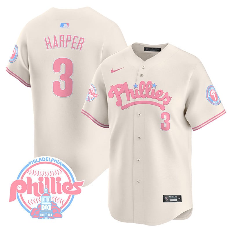 Phillies Bubblegum Pink Vapor Premier Limited Jersey - All Stitched