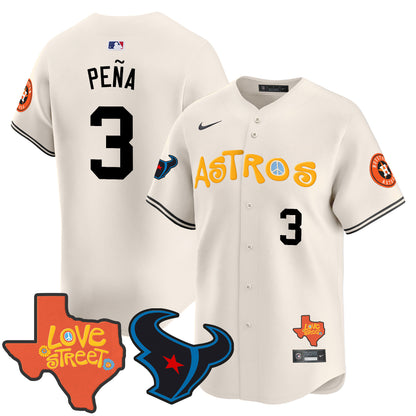 Astros Love Street & Texans Patch Vapor Premier Limited Jersey - All Stitched