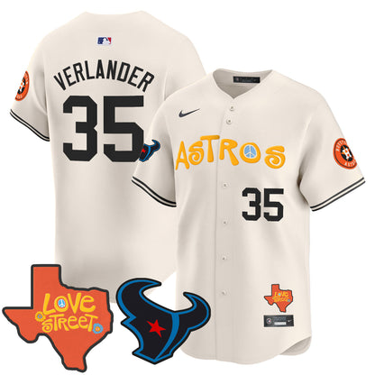 Astros Love Street & Texans Patch Vapor Premier Limited Jersey - All Stitched