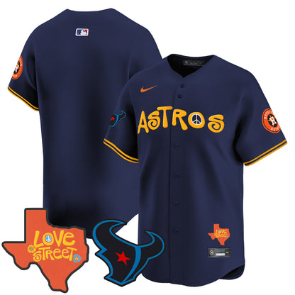 Astros Love Street & Texans Patch Vapor Premier Limited Jersey - All Stitched