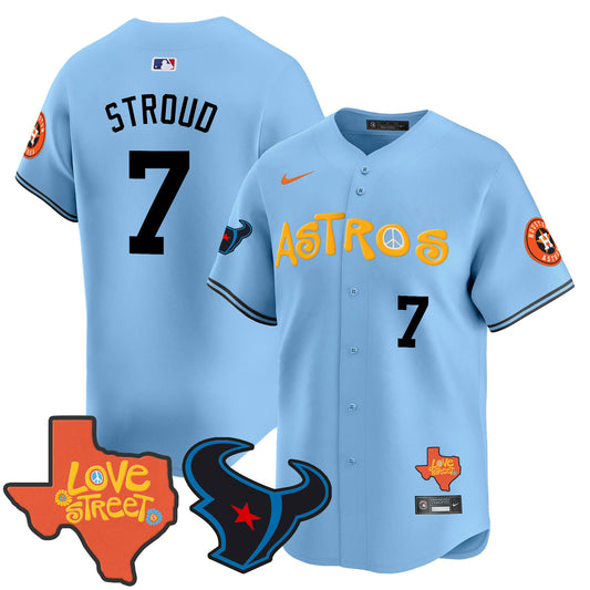 Astros Love Street & Texans Patch Vapor Premier Limited Jersey - All Stitched