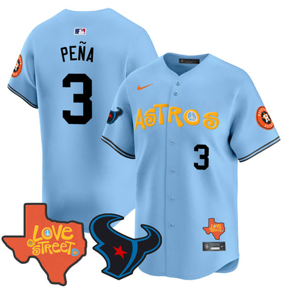 Astros Love Street & Texans Patch Vapor Premier Limited Jersey - All Stitched