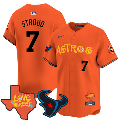 Astros Love Street & Texans Patch Vapor Premier Limited Jersey - All Stitched