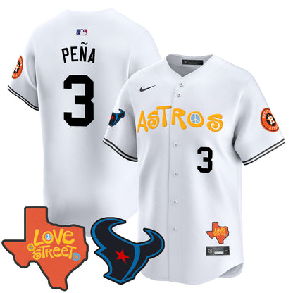 Astros Love Street & Texans Patch Vapor Premier Limited Jersey - All Stitched