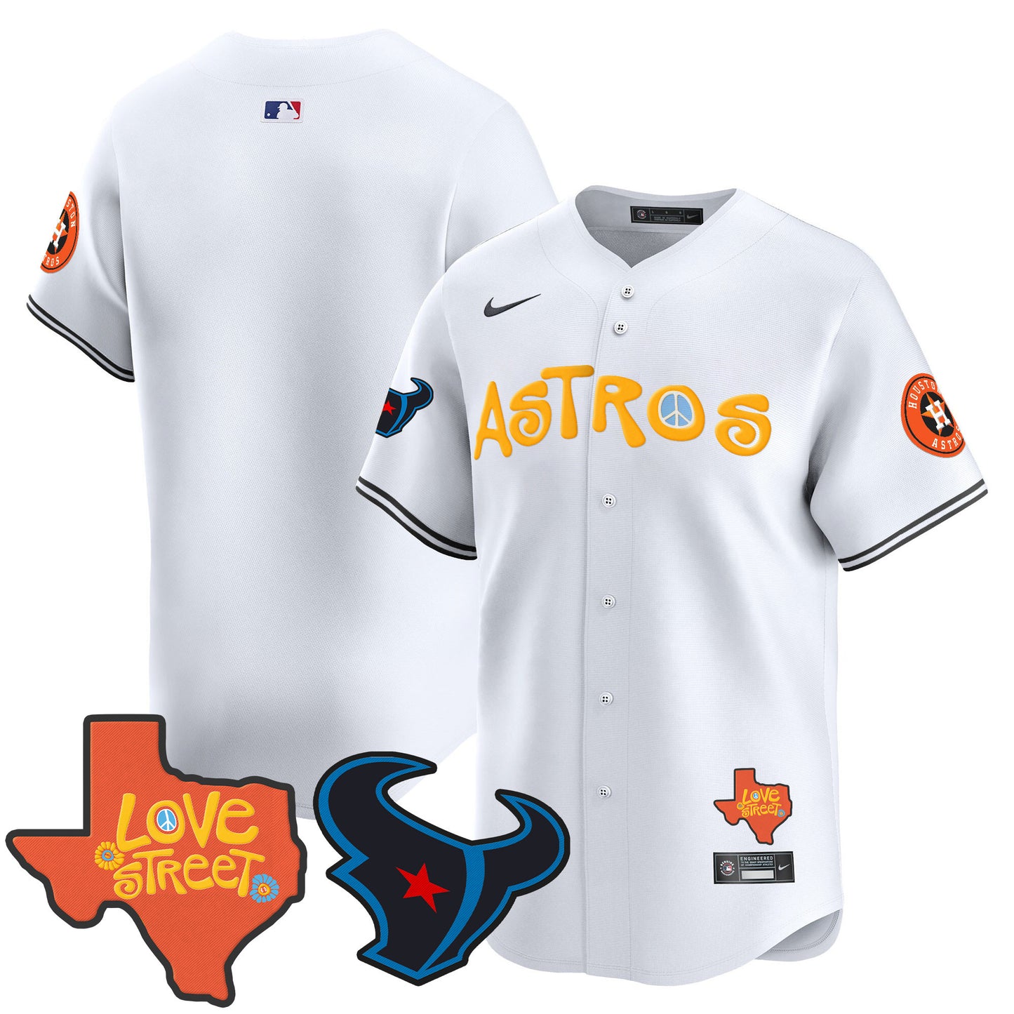 Astros Love Street & Texans Patch Vapor Premier Limited Jersey - All Stitched