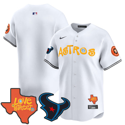 Astros Love Street & Texans Patch Vapor Premier Limited Jersey - All Stitched