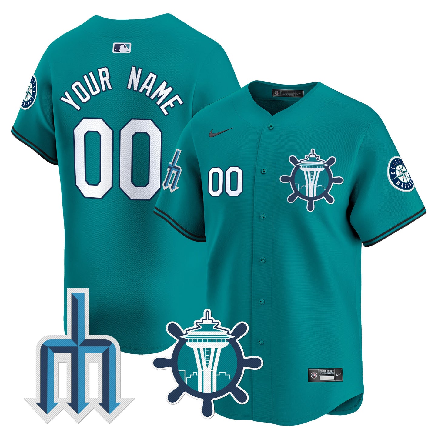 Seattle Mariners Trident Patch Vapor Premier Limited Custom Jersey - All Stitched