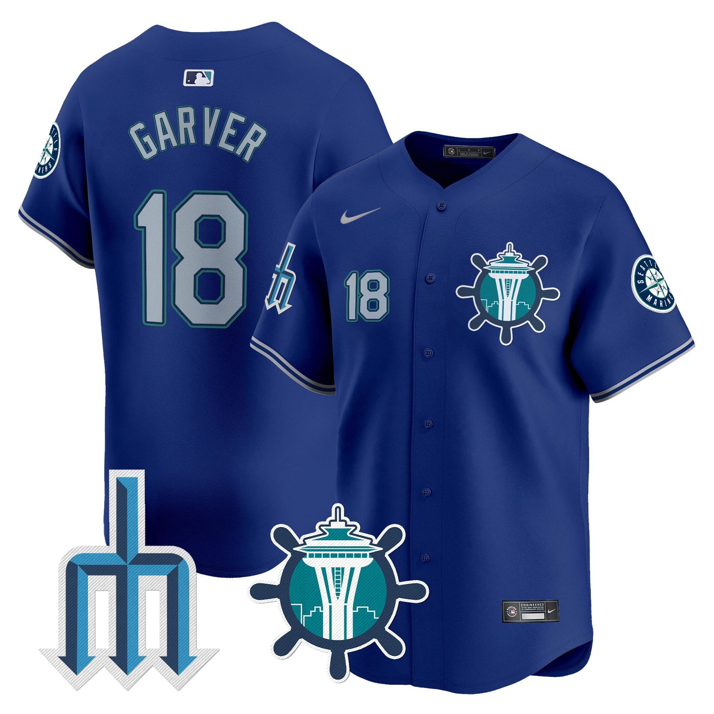 Seattle Mariners Trident Patch Vapor Premier Limited Jersey - All Stitched