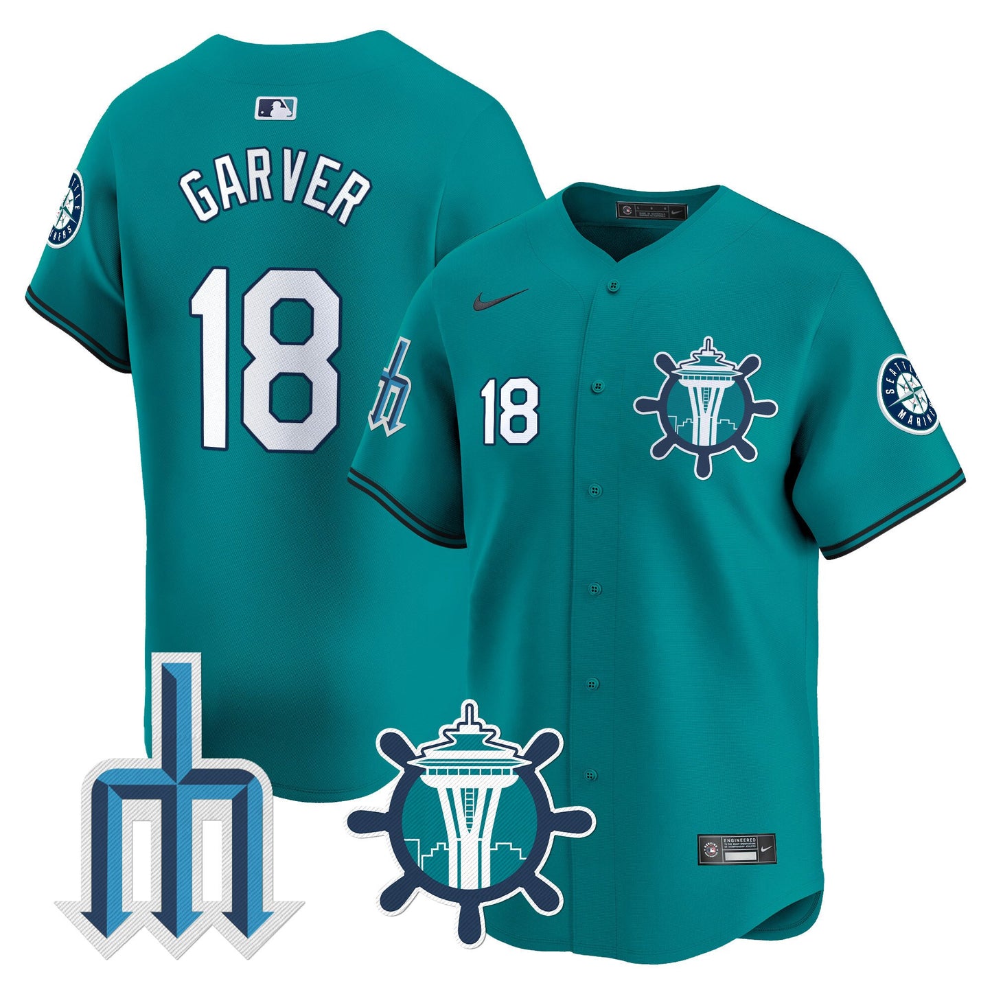 Seattle Mariners Trident Patch Vapor Premier Limited Jersey - All Stitched