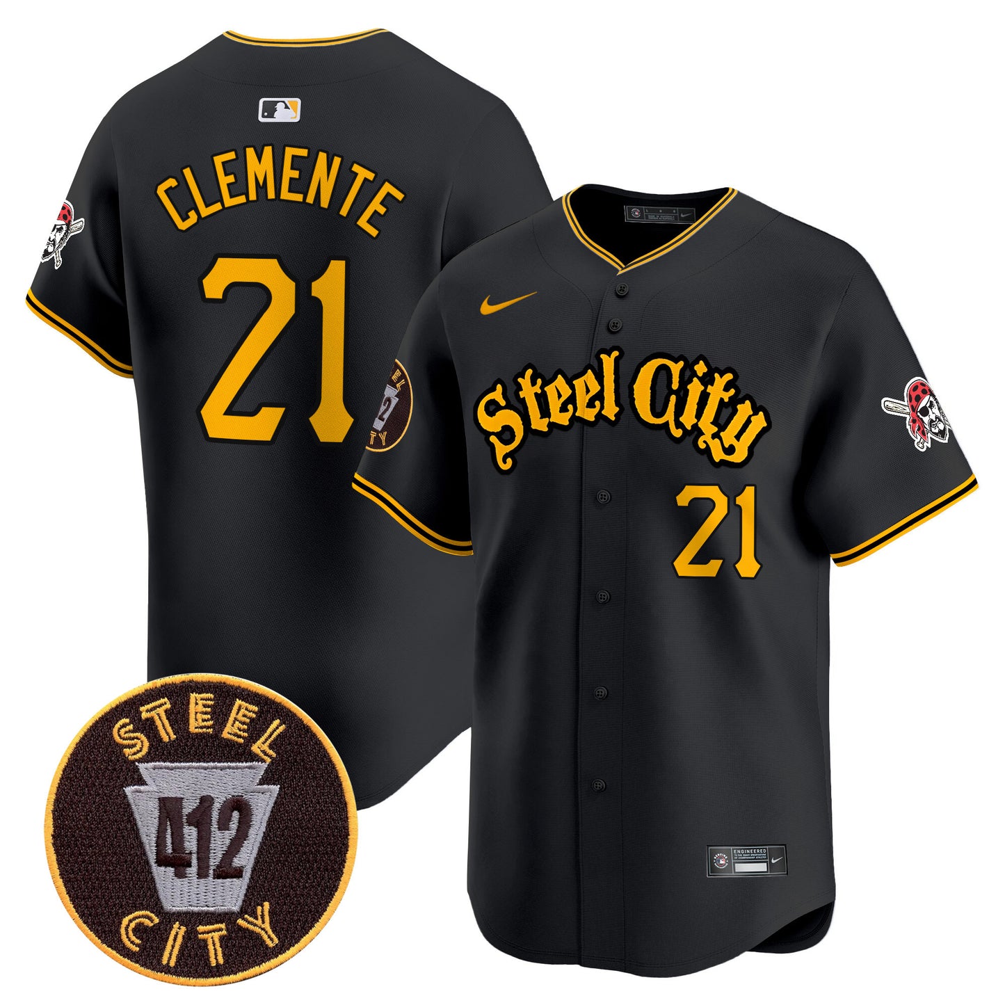 Pittsburgh Pirates 412 Patch Vapor Premier Limited Jersey - All Stitched