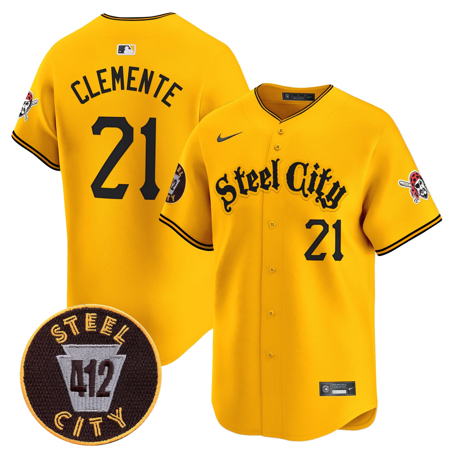 Pittsburgh Pirates 412 Patch Vapor Premier Limited Jersey - All Stitched