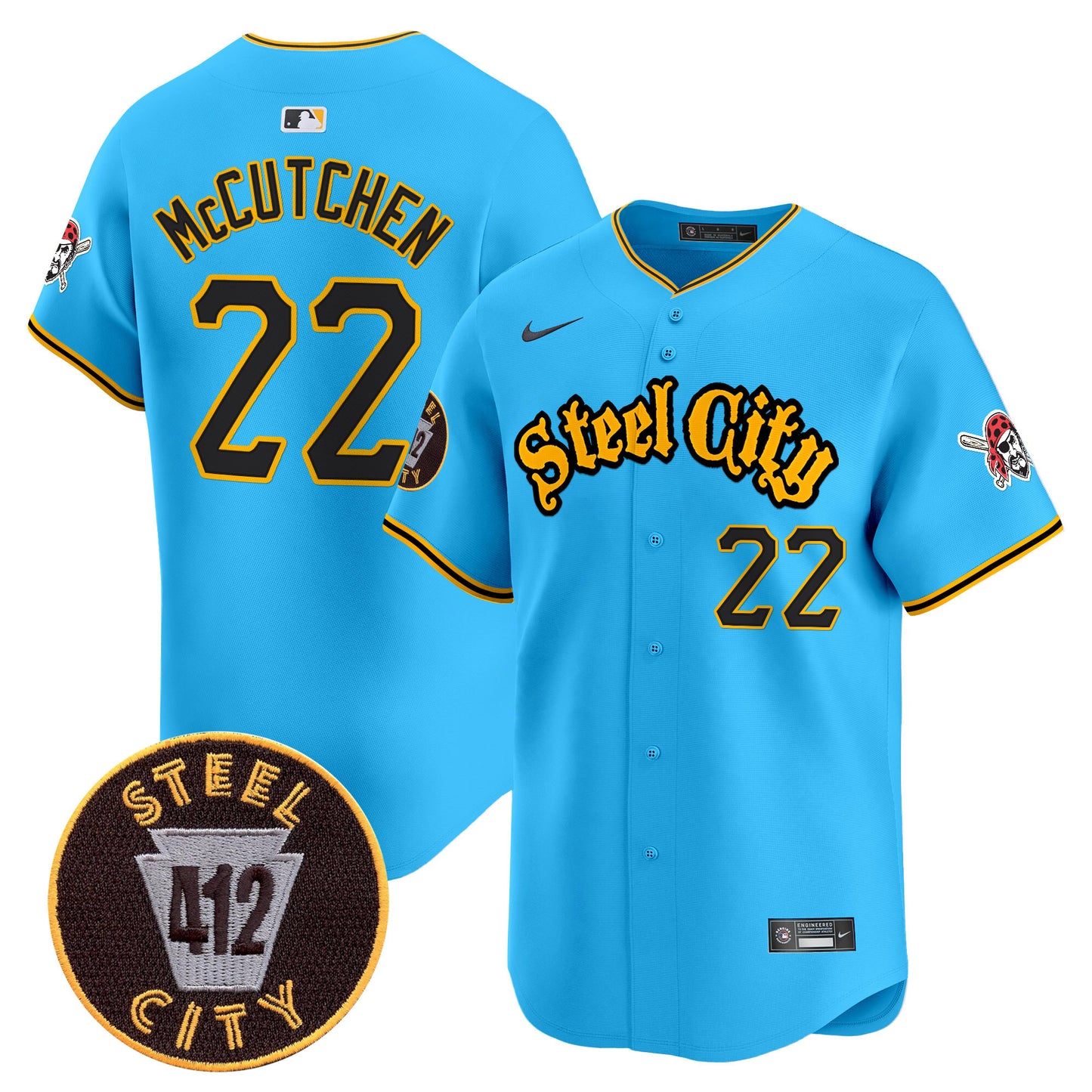 Pittsburgh Pirates 412 Patch Vapor Premier Limited Jersey - All Stitched