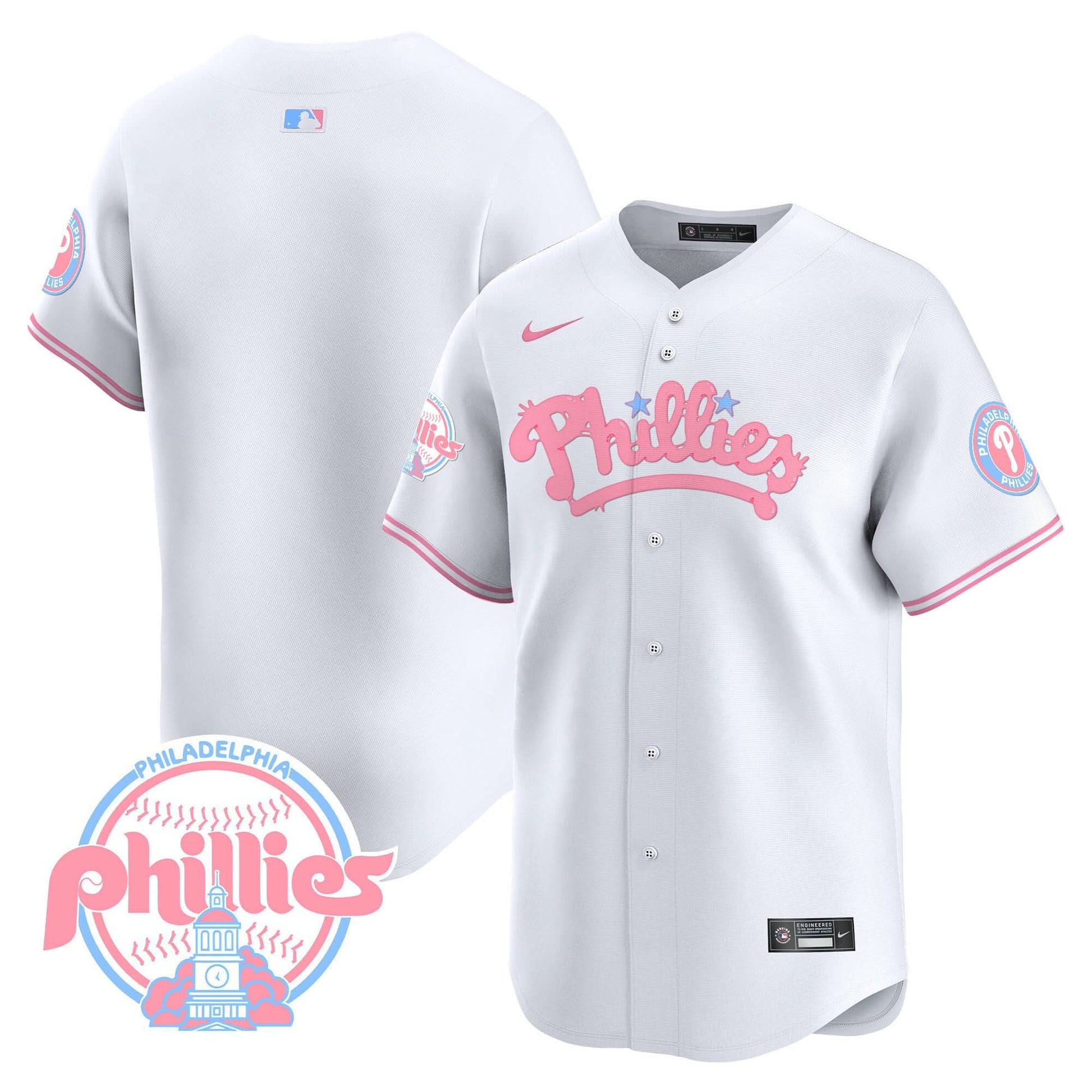 Men's Phillies Bubblegum Pink Vapor Premier Limited Jersey - All Stitched