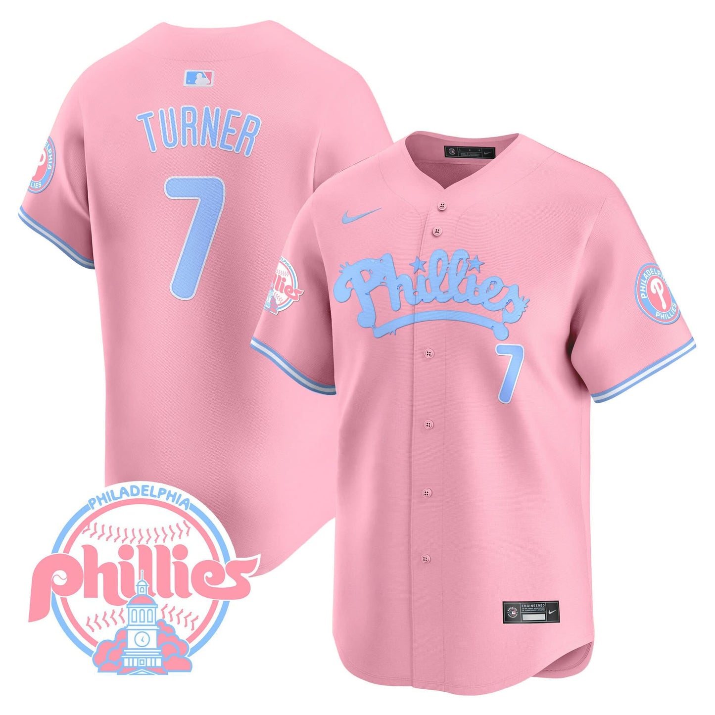 Men's Phillies Bubblegum Pink Vapor Premier Limited Jersey - All Stitched