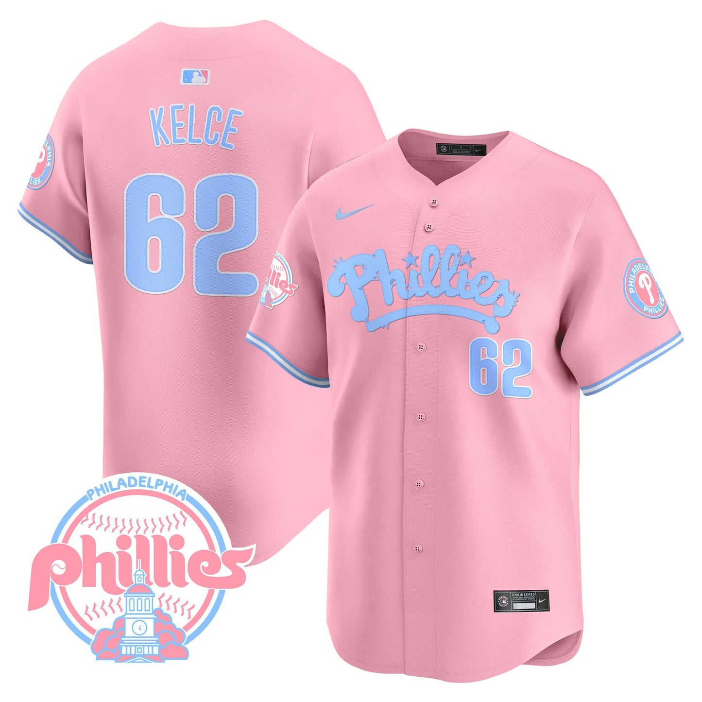 Men's Phillies Bubblegum Pink Vapor Premier Limited Jersey - All Stitched