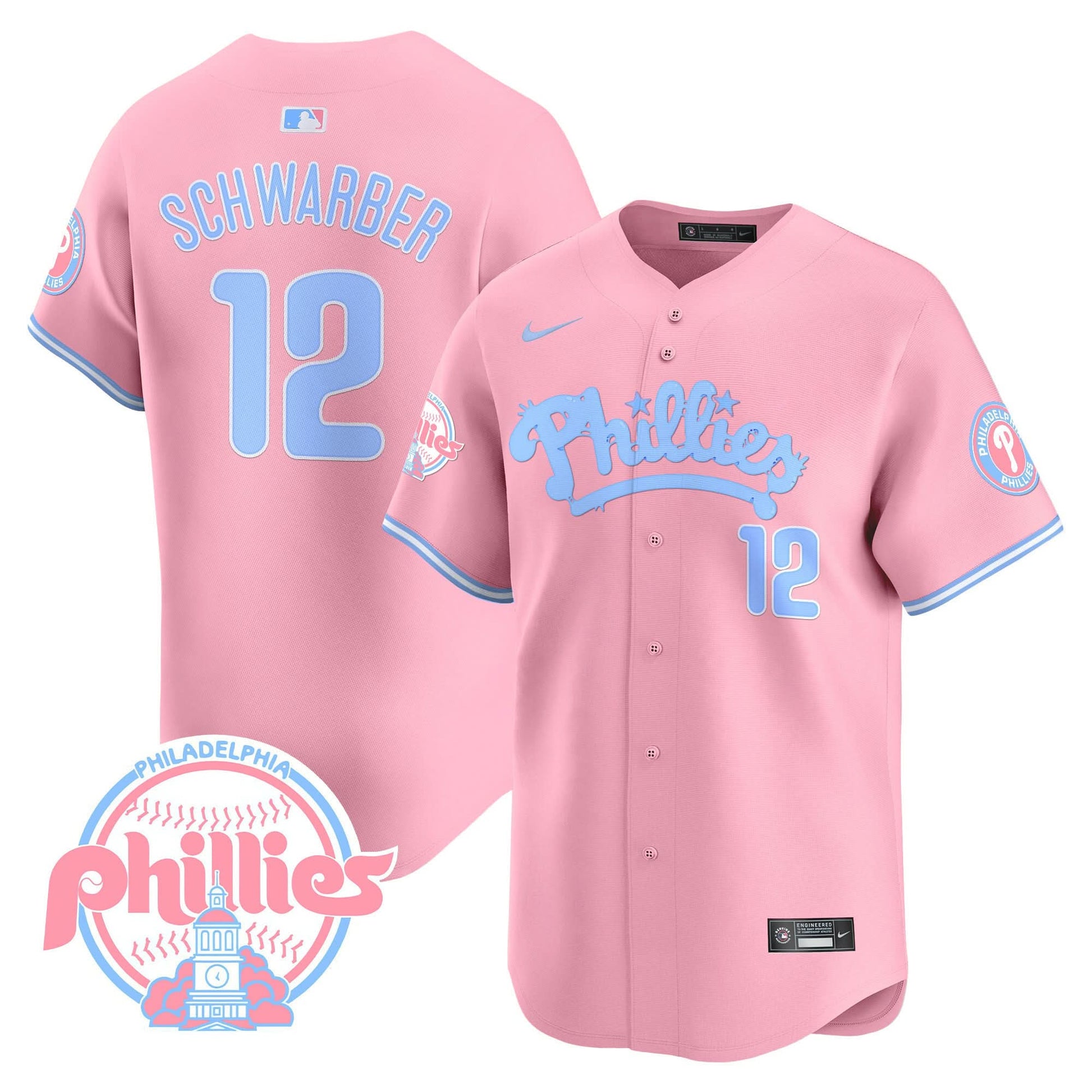 Men's Phillies Bubblegum Pink Vapor Premier Limited Jersey - All Stitched