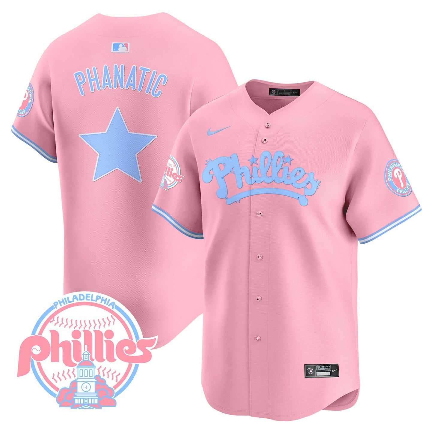 Men's Phillies Bubblegum Pink Vapor Premier Limited Jersey - All Stitched