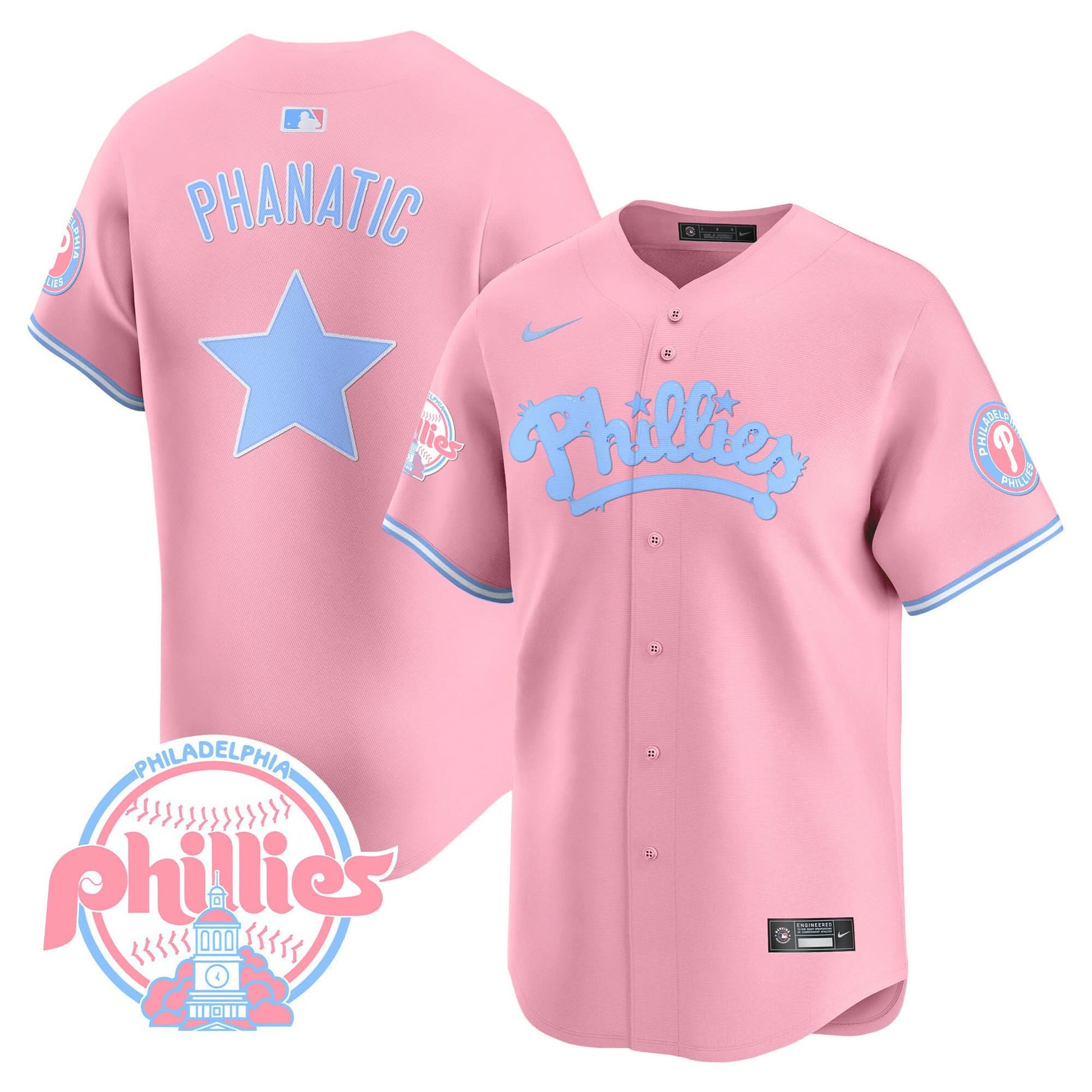 Men's Phillies Bubblegum Pink Vapor Premier Limited Jersey - All Stitched