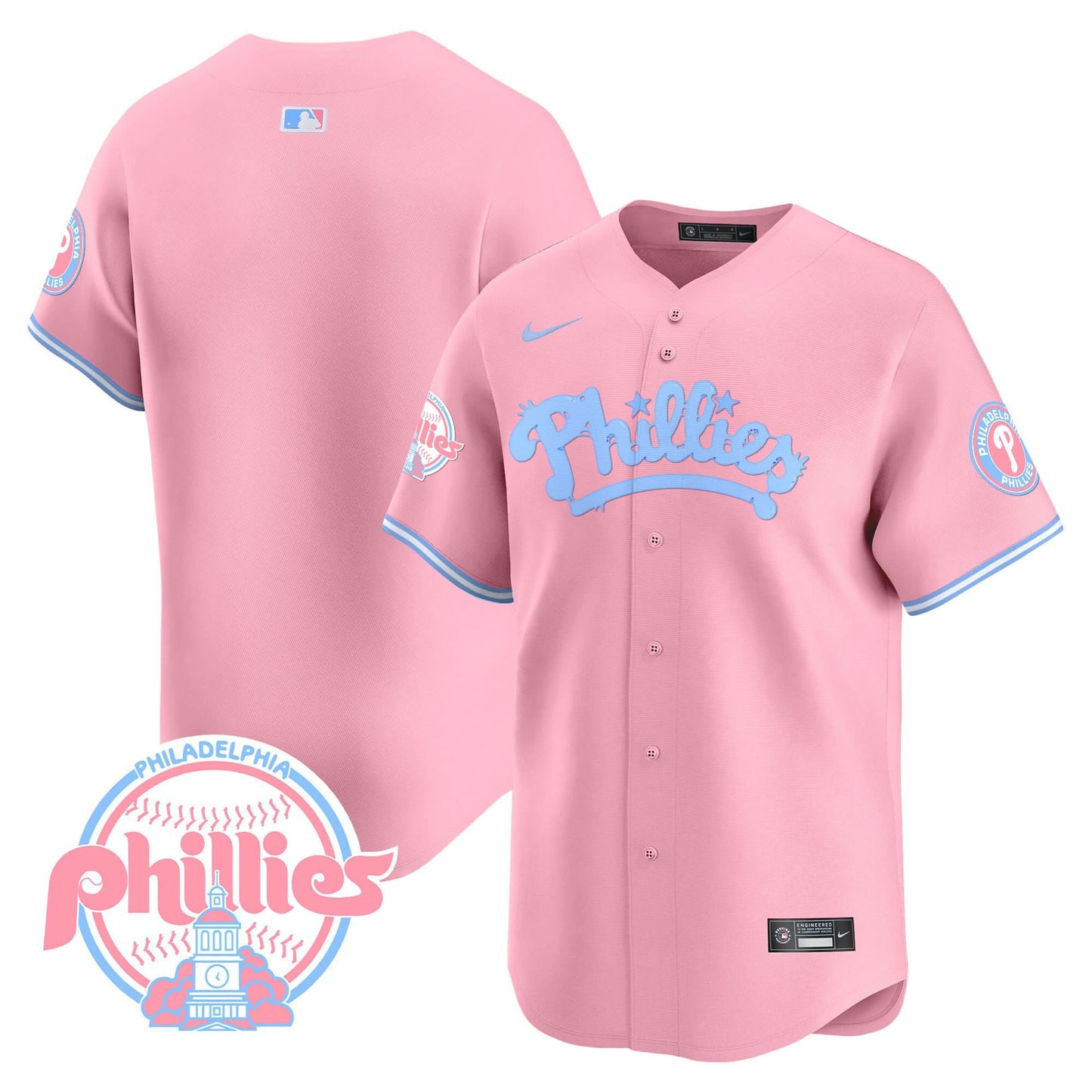 Men's Phillies Bubblegum Pink Vapor Premier Limited Jersey - All Stitched