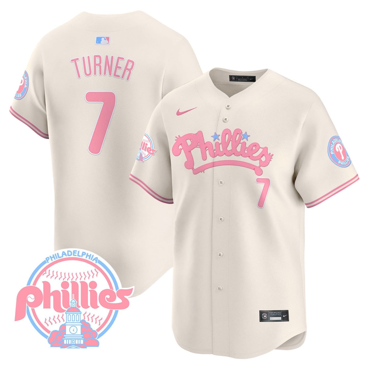 Men's Phillies Bubblegum Pink Vapor Premier Limited Jersey - All Stitched