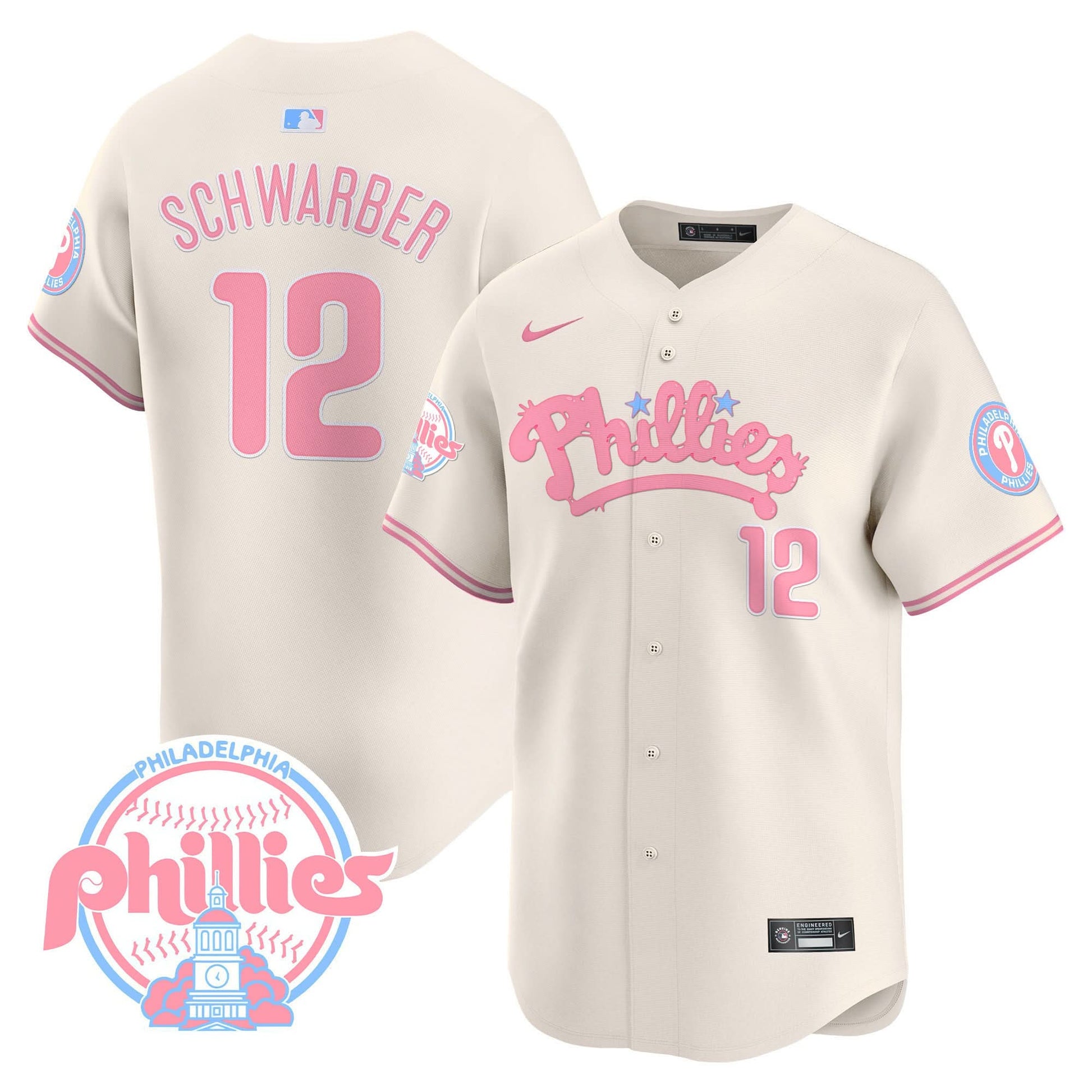 Men's Phillies Bubblegum Pink Vapor Premier Limited Jersey - All Stitched