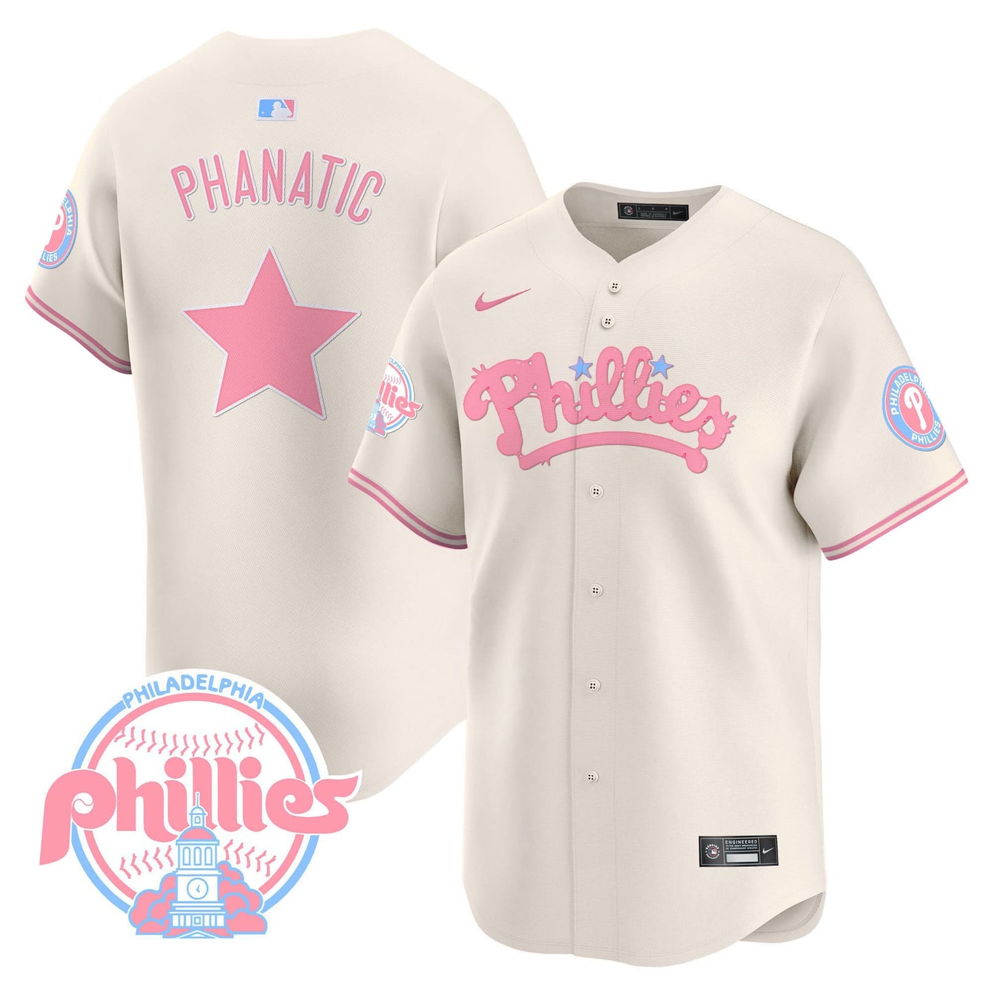 Men's Phillies Bubblegum Pink Vapor Premier Limited Jersey - All Stitched