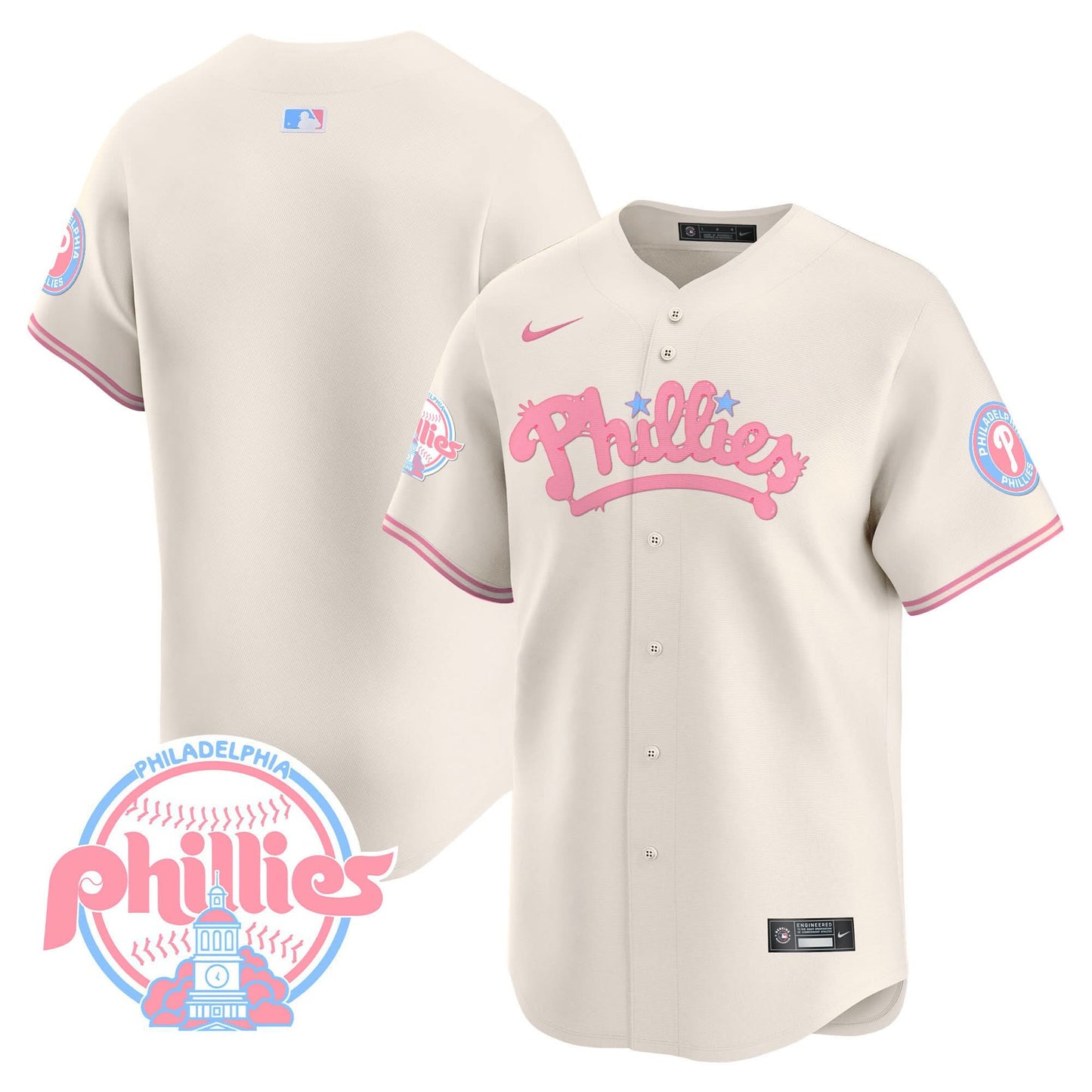 Men's Phillies Bubblegum Pink Vapor Premier Limited Jersey - All Stitched