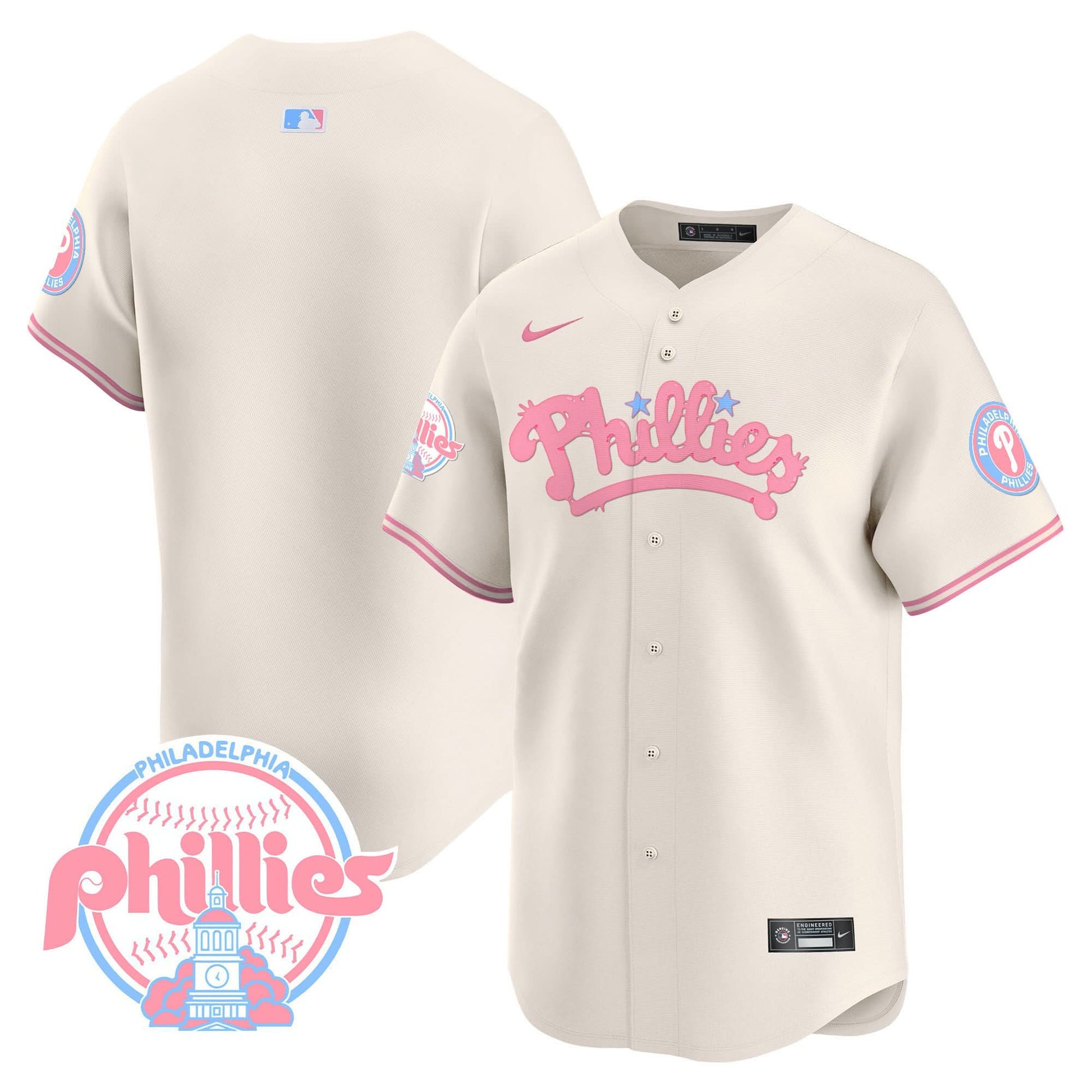 Men's Phillies Bubblegum Pink Vapor Premier Limited Jersey - All Stitched